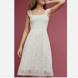 Anthropologie Maeve Anastasi Smocked Lace Dress Size Medium